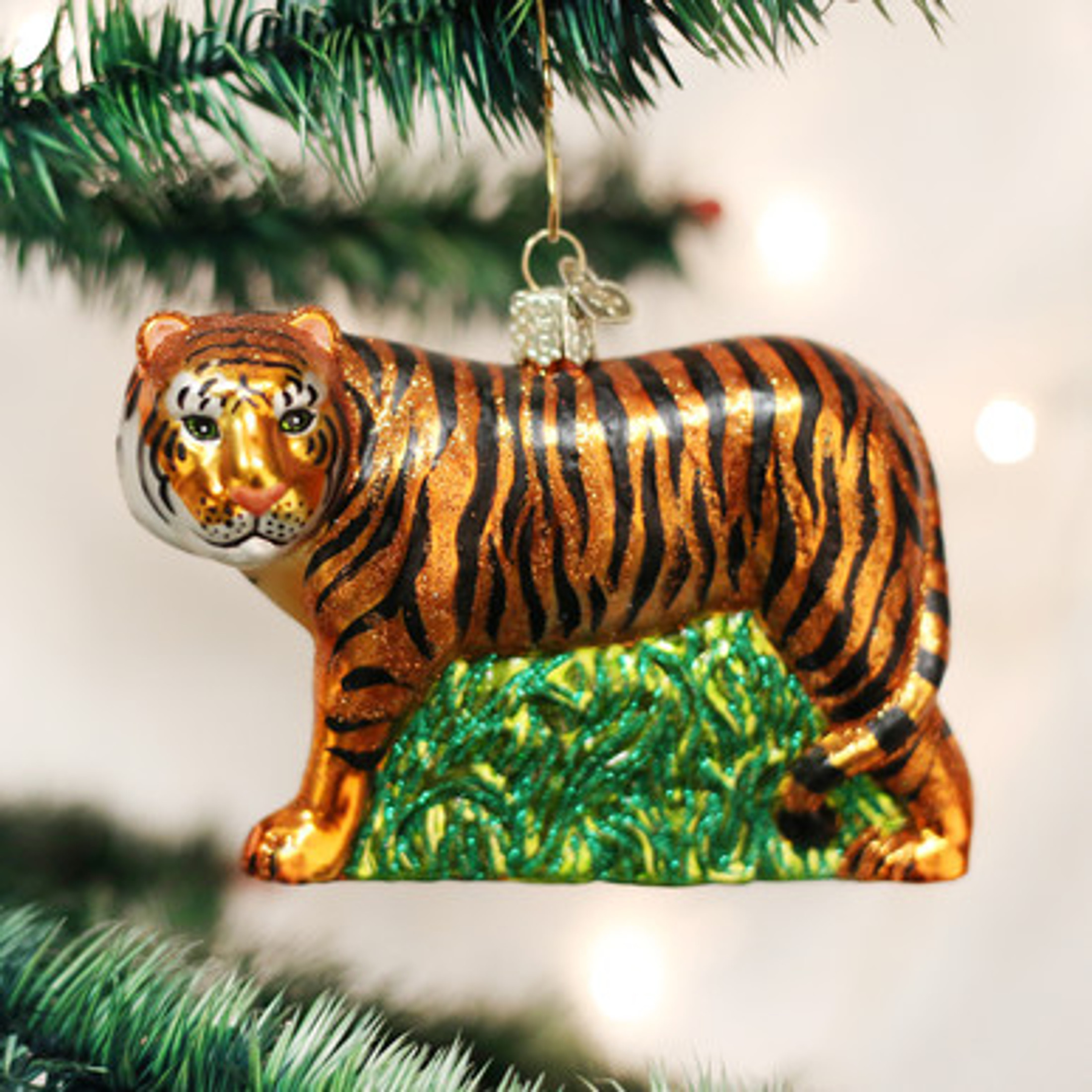 Old World Christmas Glass Blown Ornament for Christmas Tree, Tiger (With OWC Gift Box)
