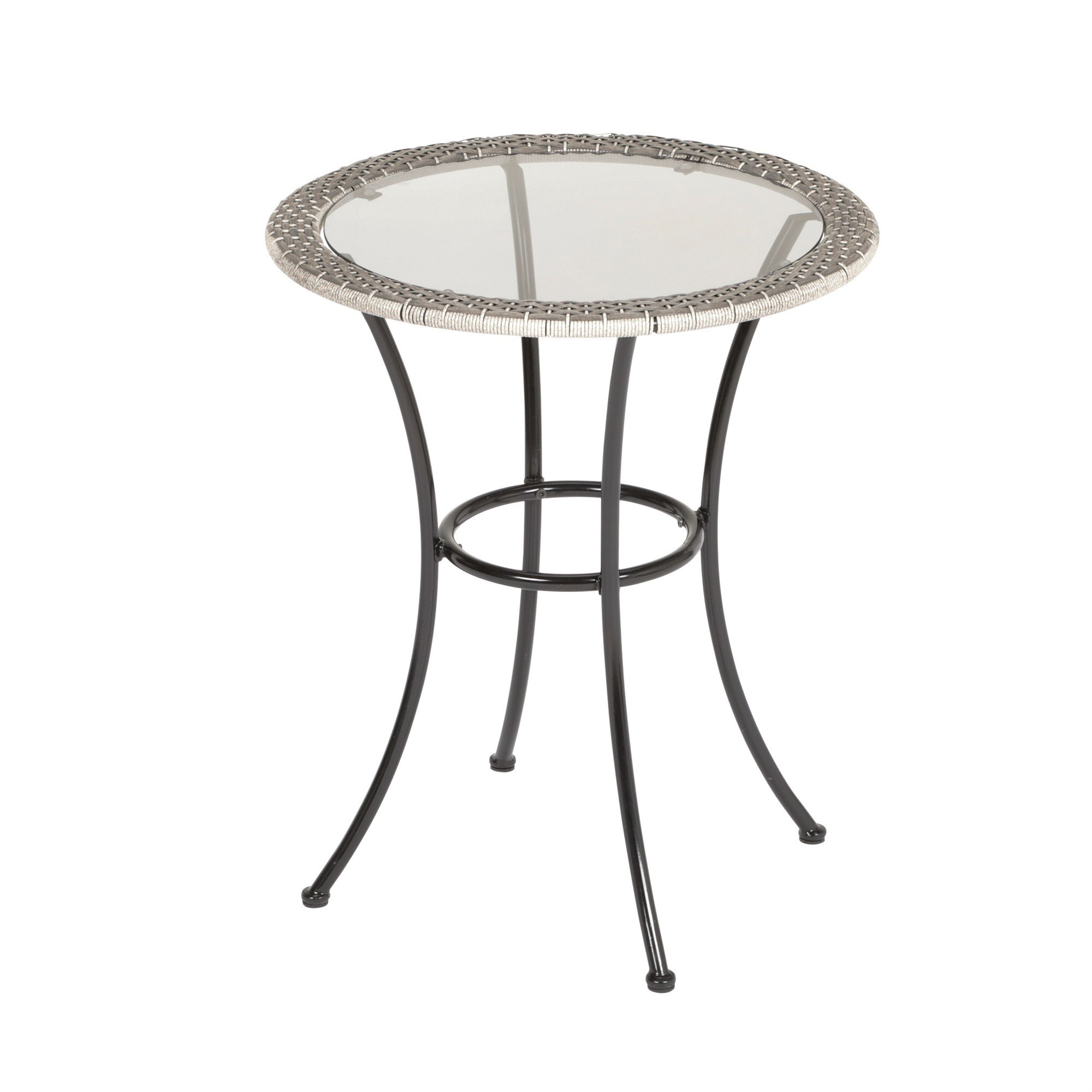 Four Seasons Courtyard Round Marbella Wicker Bistro Table, Gray, 24in