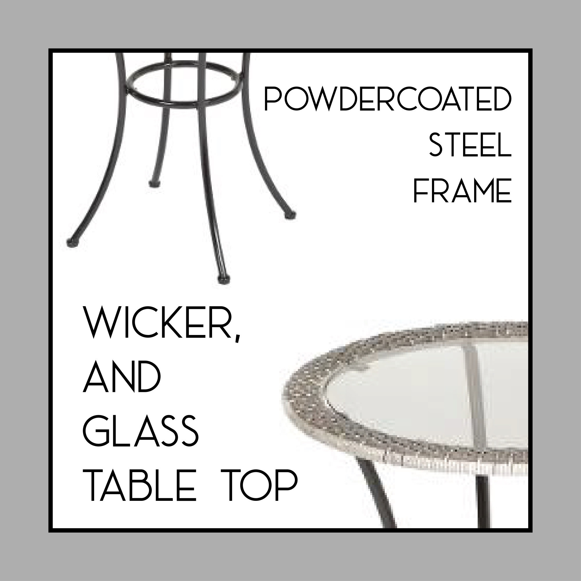 Four Seasons Courtyard Round Marbella Wicker Bistro Table, Gray, 24in