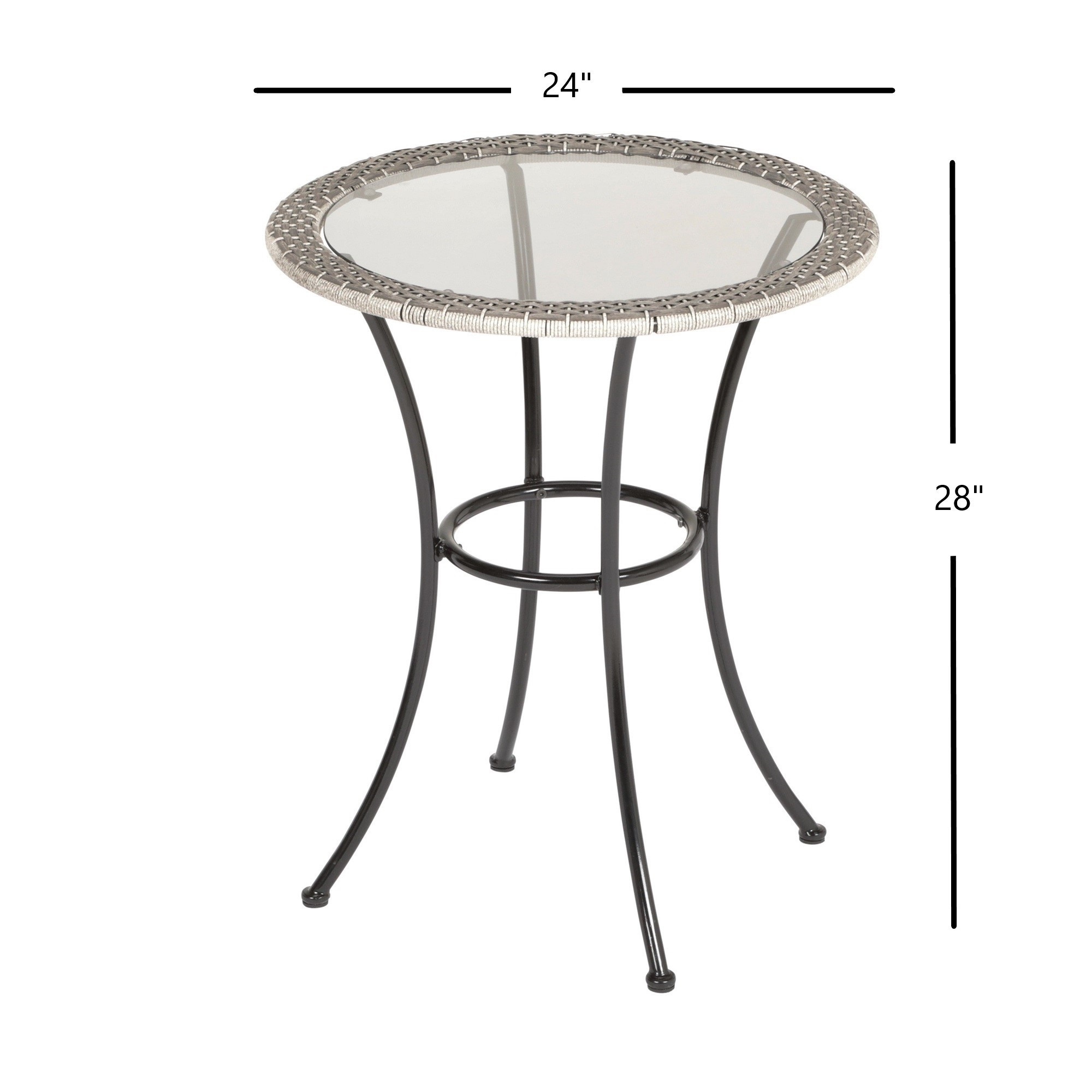 Four Seasons Courtyard Round Marbella Wicker Bistro Table, Gray, 24in