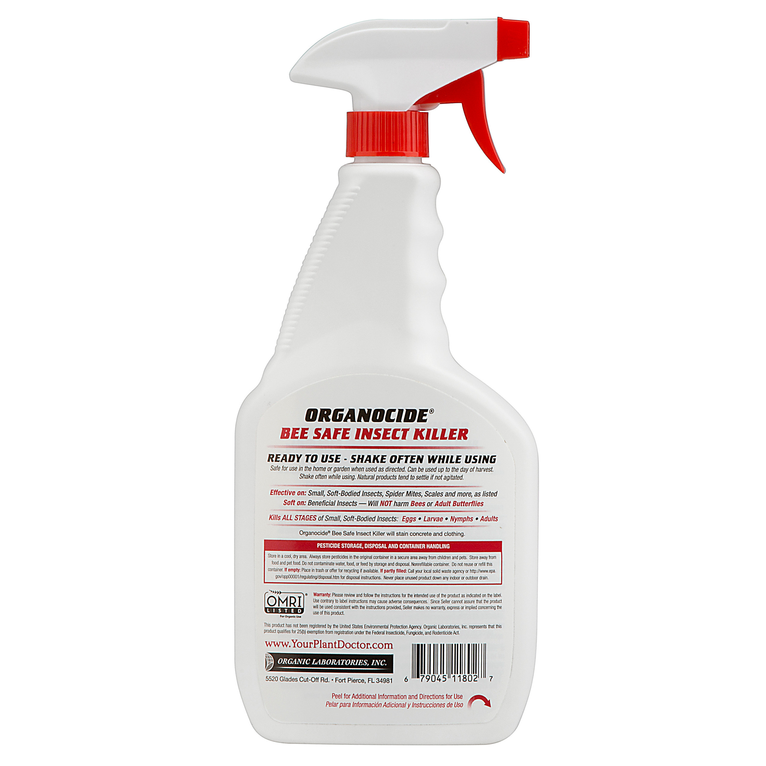 ORGANIC LABORATORIES, INC. 118004 Bee Safe Insect Killer, White 24 Oz