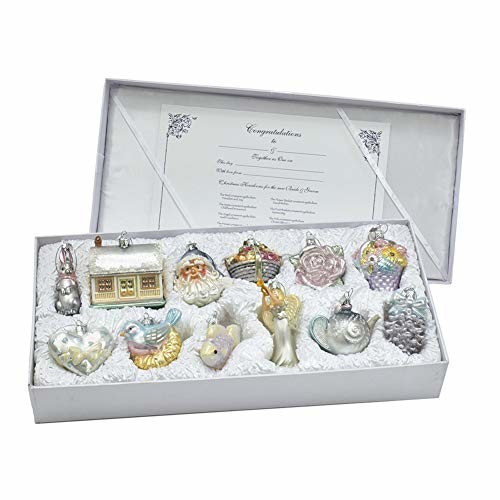 Kurt Adler Noble Gems Bride's Glass Tree Box (Set of 12)