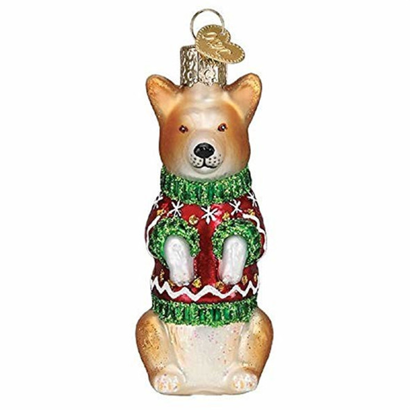 Old World Christmas Blown Glass Ornament for Christmas Tree, Corgi