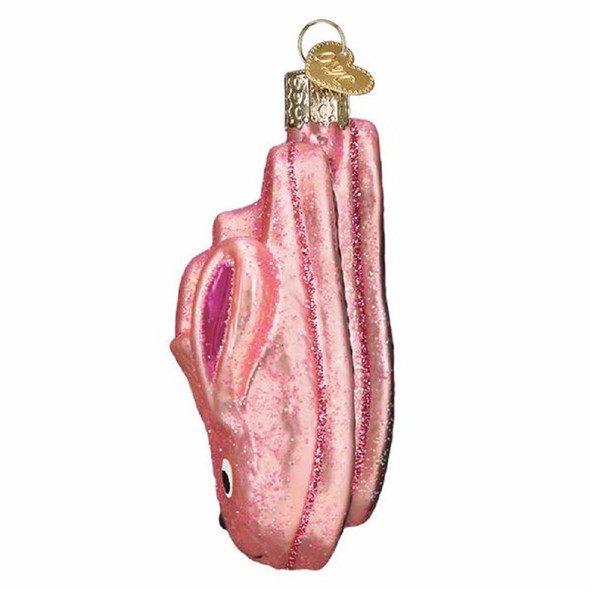 Old World Christmas Glass Blown Christmas Ornament, Bunny Slippers (With OWC Gift Box)