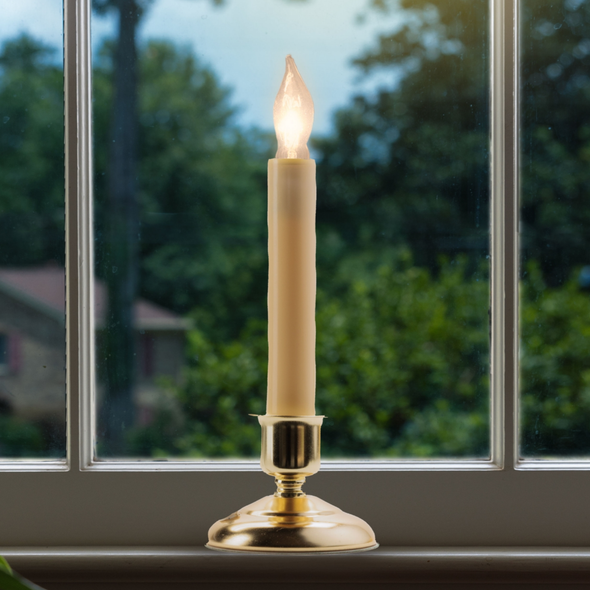 IMC Cape Cod  Electric Window Candle w/ Timer, Brass, 9.5"  (Qty 1)