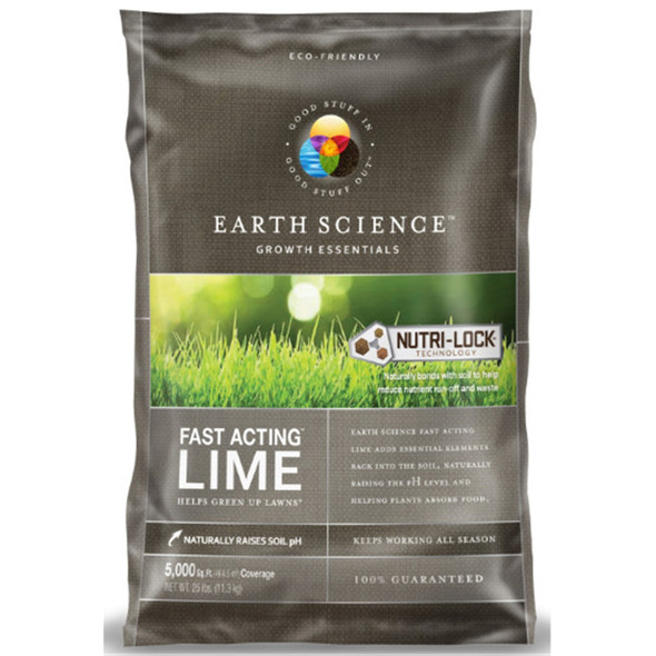 Earth Science Fast Acting Lime—Helps Green Up Lawns—Naturally Raises Soil pH (5,000 sq ft) 25lb Earth Science Fast Acting Lime—Helps Green Up Lawns—Naturally Raises Soil pH (5,000 sq ft) 25lb