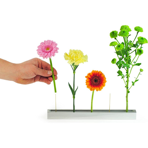 XXD Boulevard Blumenallee Polished Aluminum Flower Vase, Floating Stems, 11.6"