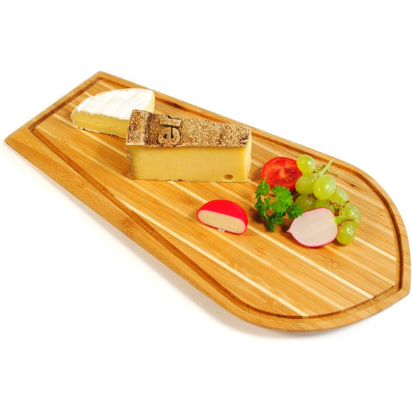 XXD Bamboo Riva Cutting & Cheese Board – Sculptural Caramelized Bamboo Design Inspired by Classic Motorboats, 16"