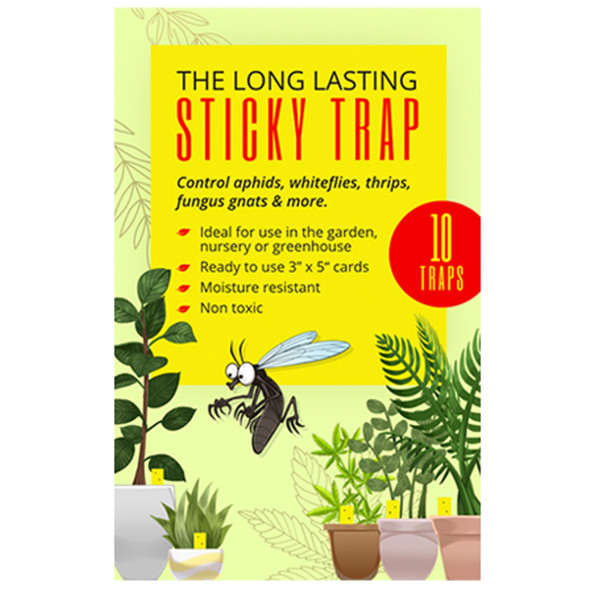 Nema Globe EFI Long Lasting Sticky Traps for Garden, Nursery or Greenhouses, Controls Aphids, Whiteflies, Thrips, Fungus Gnats and More, 3" x 5" Sticky Yellow Cards (10 Traps Per Package)