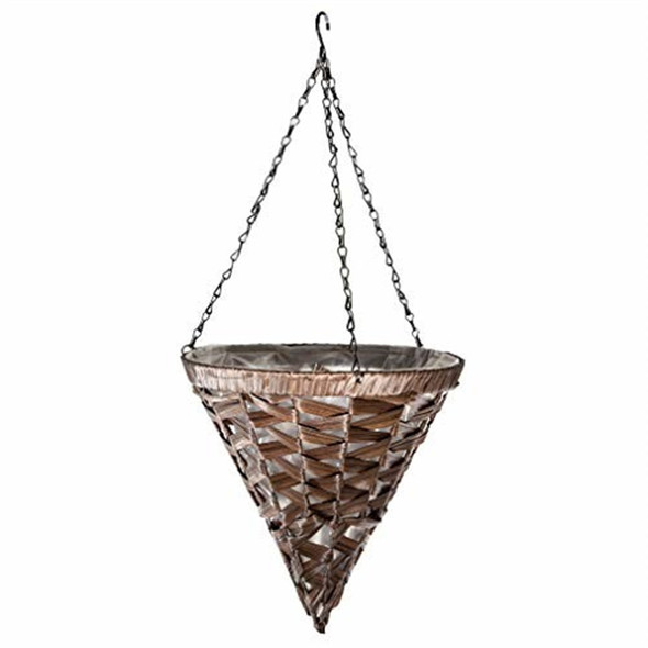 Gardener Select Woven Plastic Wicker Hanging Basket, Coffee Wicker (14" x 12")