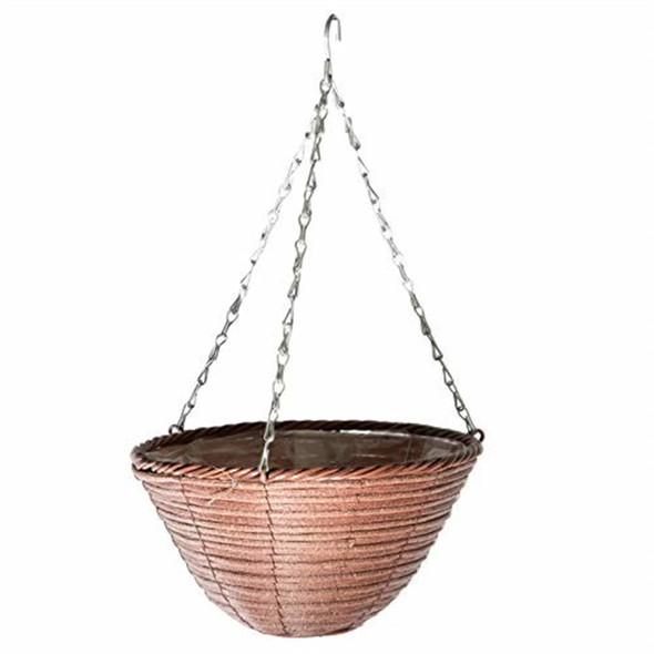 Gardener's Select Woven Plastic Rattan Hanging Basket, Rusty (12" x 6")