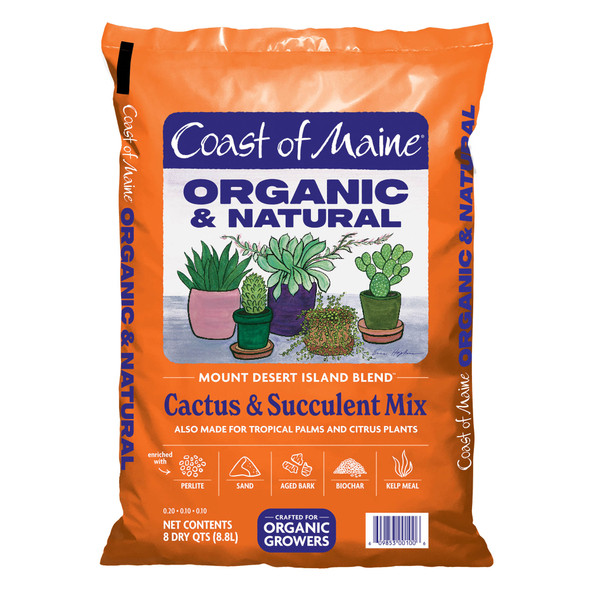 Coast of Maine Mount Desert Island Blend Organic and Natural Cactus and Succulent Mix, 8qt