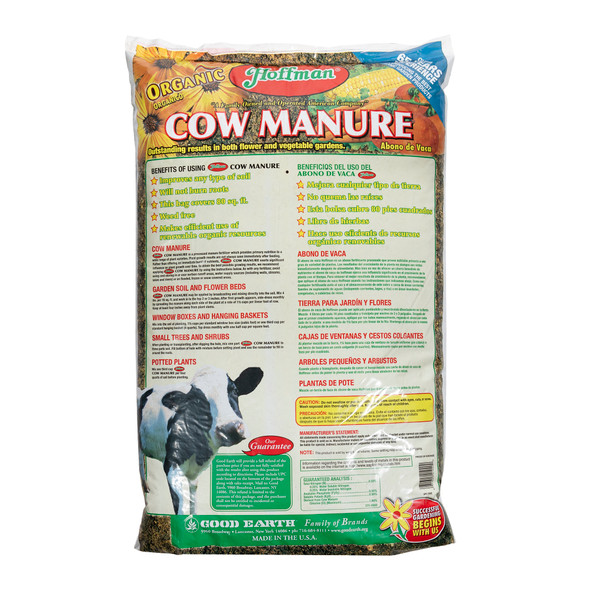 Hoffman Organic Cow Manure Vegetable and Flower Garden Fertilizer, 1-1-1 Formulation, 20lbs