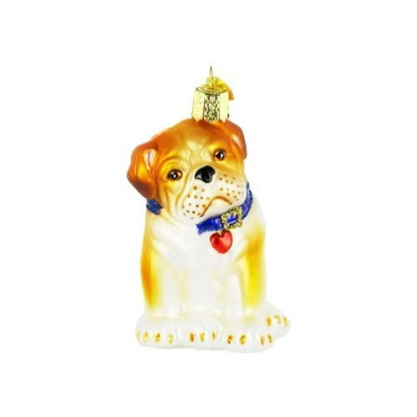 Old World Christmas Blown Glass Christmas Ornament, Bull Dog Pup