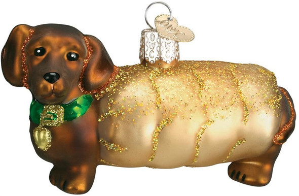 Old World Christmas Glass Blown Ornament, Wiener Dog (With OWC Gift Box)