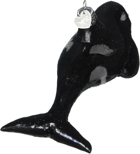 Old World Christmas Glass Blown Ornament, Orca Whale (With OWC Gift Box)