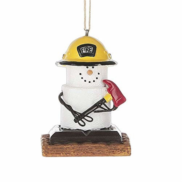Ganz Resin Ornament for Christmas Tree, S’mores Snowman Fireman