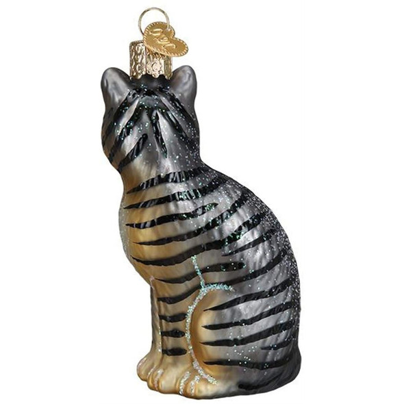 Old World Christmas Glass Blown Ornament for Christmas Tree, Tabby Cat