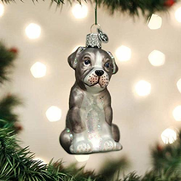 Old World Christmas 12570 Glass Blown Pitbull Pup Ornament