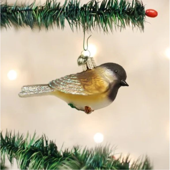 Old World Christmas Glass Blown Ornament Collection, Black Capped Chickadee