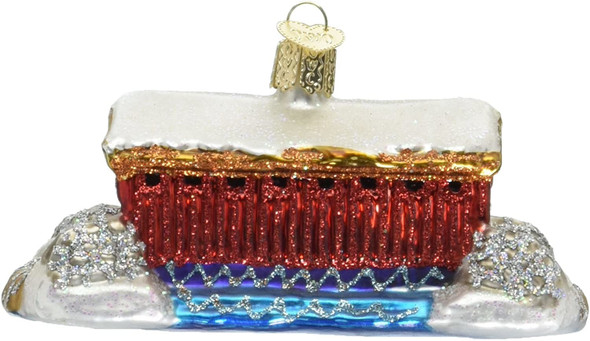 Old World Christmas 20036 Glass Blown Covered Bridge Ornament