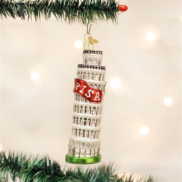 Old World Christmas Glass Blown Ornament for Christmas Tree, Leaning Tower of Pisa