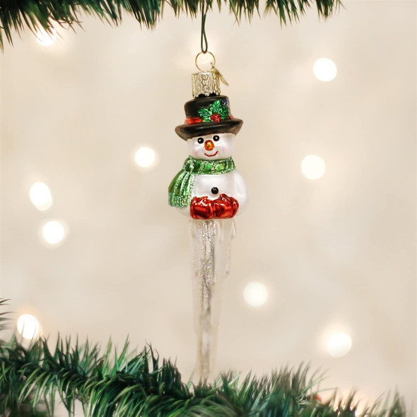 Old World Christmas Glass Blown Ornament, Icicle Snowman (With OWC Gift Box)