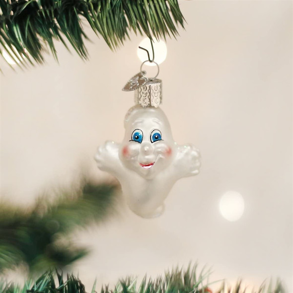 Old World Christmas Glass Blown Ornament for Christmas Tree, Miniature Ghost