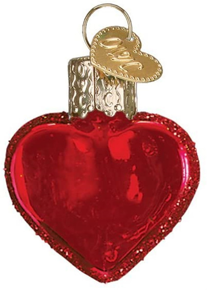 Old World Christmas Glass Blown Christmas Ornament, Small Red Heart (With OWC Gift Box)