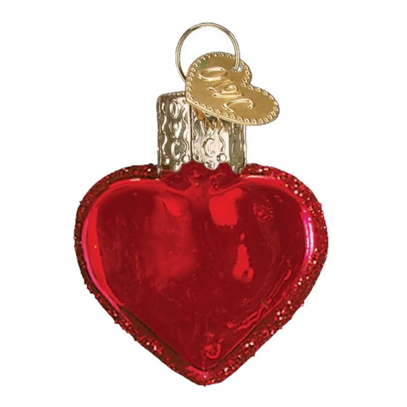 Old World Christmas Blown Glass Ornament for Christmas Tree, Small Red Heart