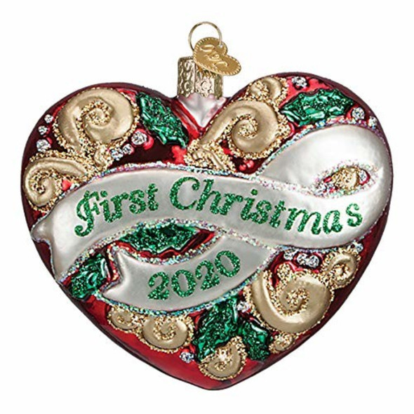 Old World Christmas Glass Blown Ornament, 2020 Christmas Heart (With OWC Gift Box)