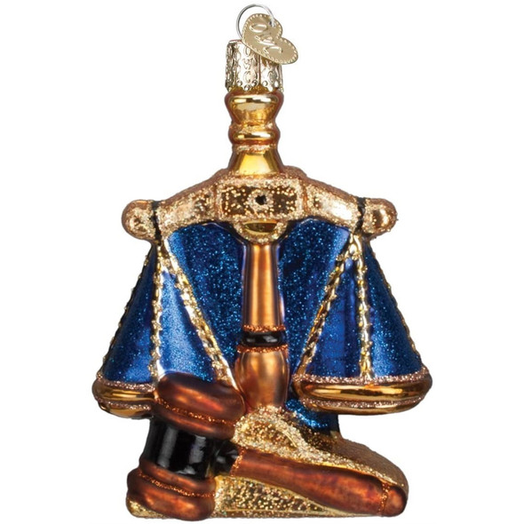 Old World Christmas Blown Glass Ornament for Tree, Scales of Justice