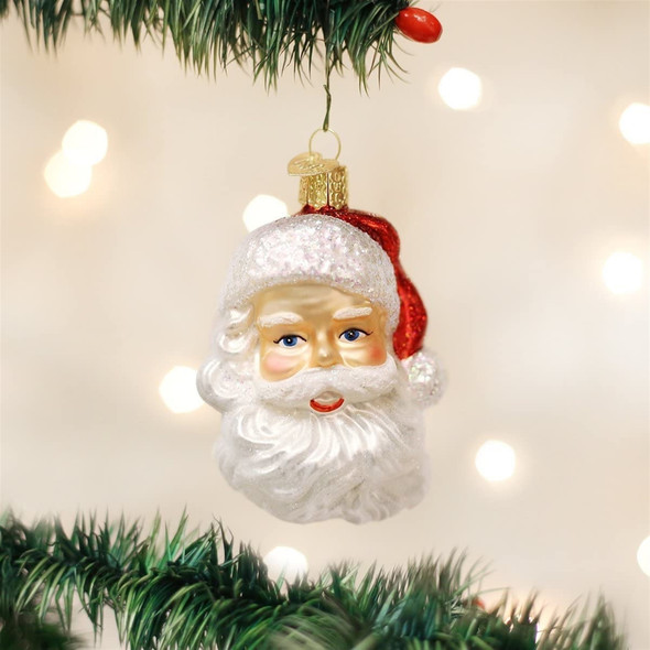 Old World Christmas Blown Glass Ornament for Christmas Tree, Santa Head
