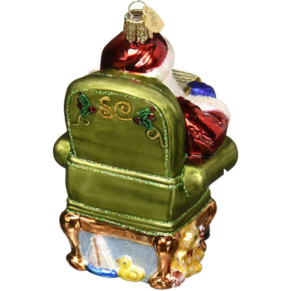 Old World Christmas Glass Blown Christmas Ornament, Santa Checking His List (With OWC Gift Box)