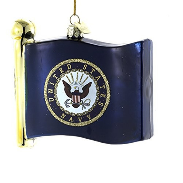 Kurt Adler Glass Ornament, Officially-licensed U.S. Navy Flag