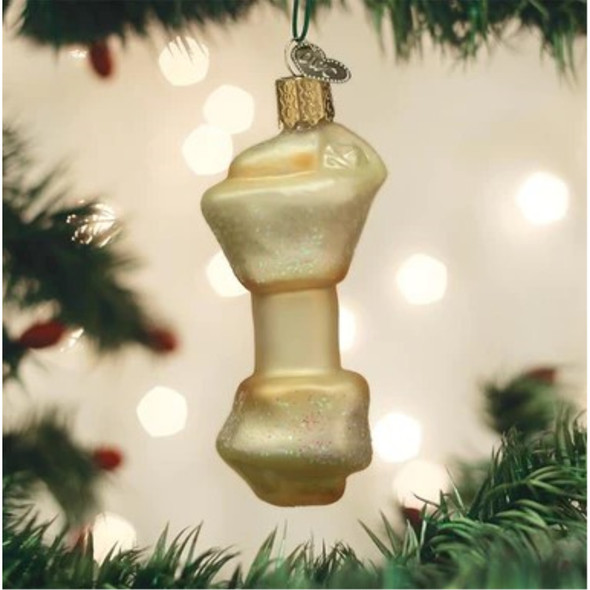 Old World Christmas Glass Blown Ornament for Christmas Tree, Rawhide Bone