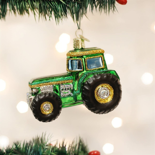 Old World Christmas Blown Glass Ornament for Christmas Tree, Tractor