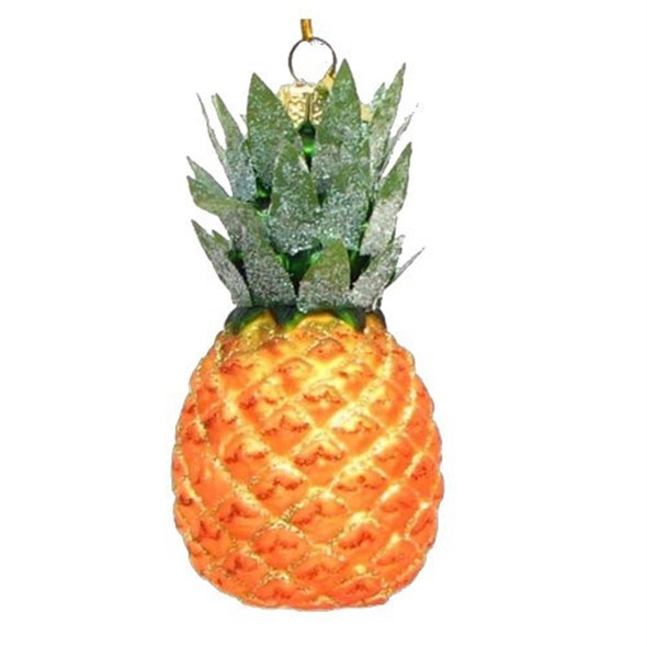 Kurt Adler Noble Gems Glass Ornament for Christmas Tree, Glittered Pineapple