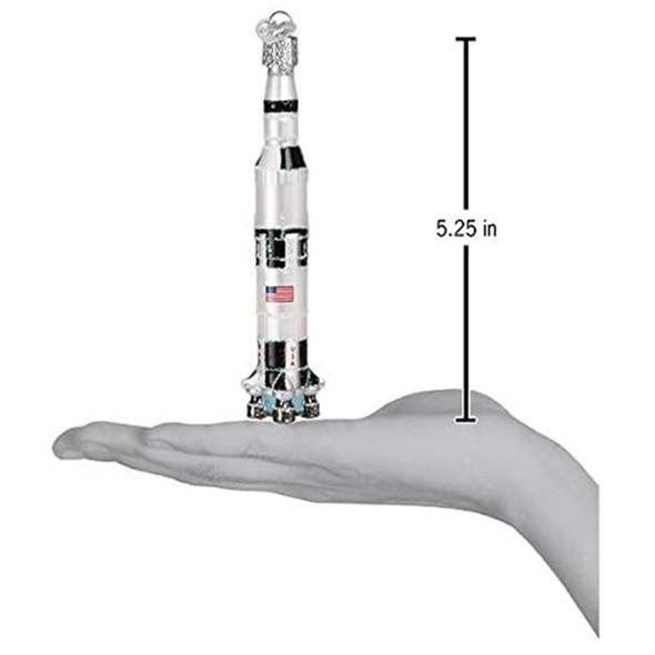 Old World Christmas Blown Glass Ornament for Christmas Tree, Saturn V Rocket