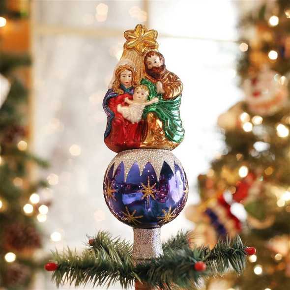Old World Christmas Blown Glass Tree Topper, Nativity, 9.25in