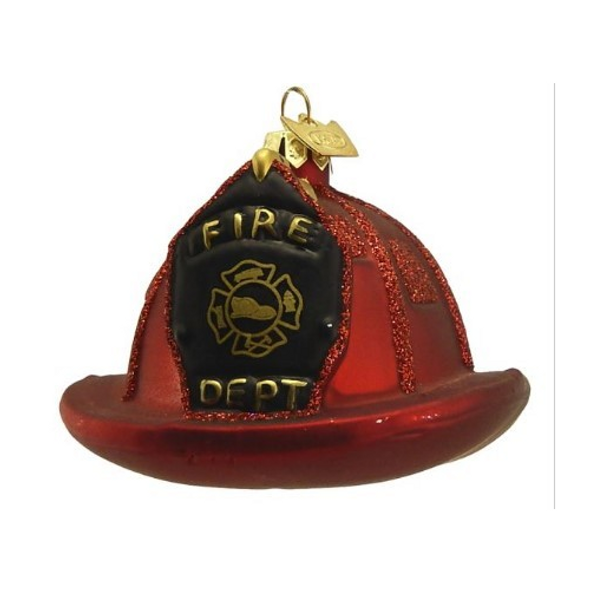 Kurt Adler Noble Gems Firefighter Helmet Hanging Glass Christmas Ornament