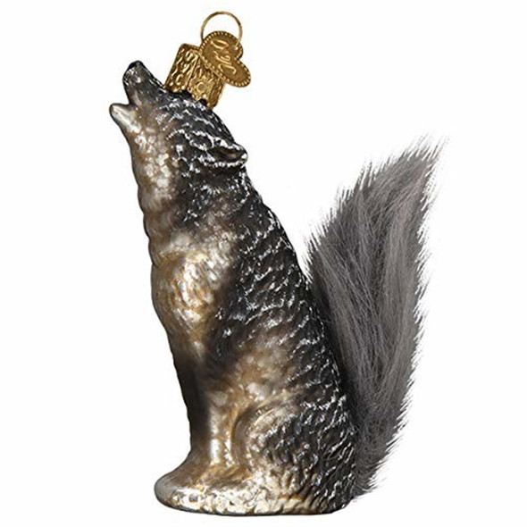 Old World Christmas Glass Blown Ornament, Vintage Howling Wolf (With OWC Gift Box)