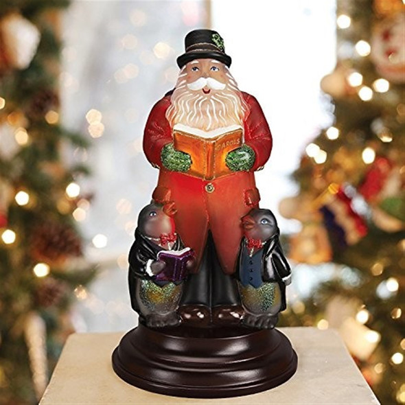 Old World Christmas Glass Tabletop Decorative Night Light —Caroling Santa with LED, 10.75"