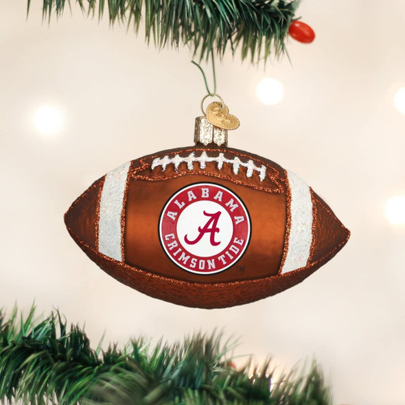 Old World Christmas 60100 Glass Blown Alabama Football Ornament