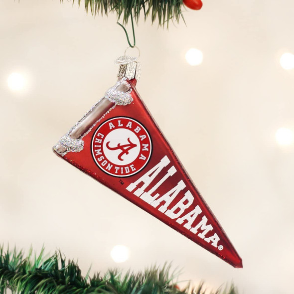 Old World Christmas 60106 Glass Blown Alabama Pennant Ornament