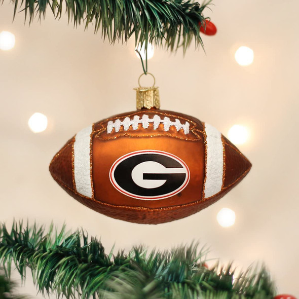 Old World Christmas 62300 Glass Blown Georgia Football Ornament
