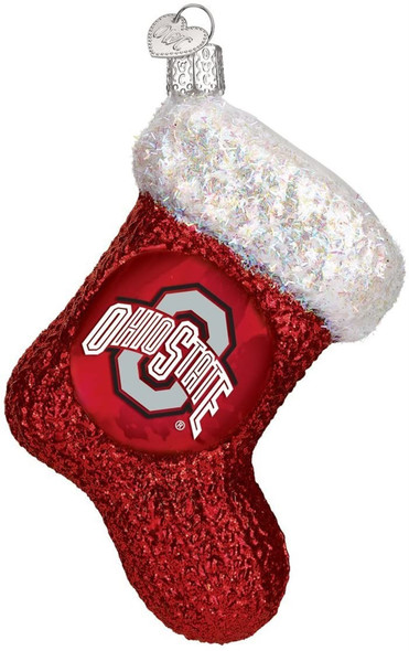 Old World Christmas Glass Blown Ornament, Ohio State Stocking (With OWC Gift Box)