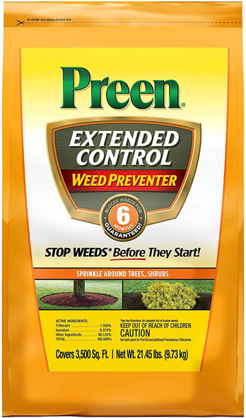 Preen Extended Control Weed Prevent, 21.45 lb bag covers 3,500 sq ft