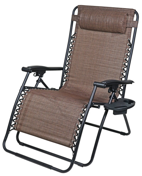 Woodard Outdoor Outdoor Zero Gravity Steel Chair With Cupholders, Brown