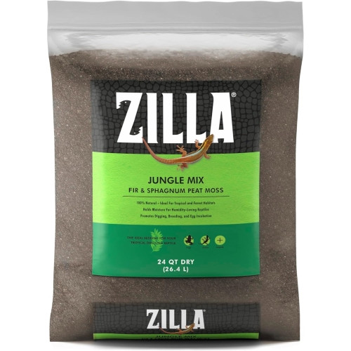 Zilla Jungle Mix Reptile Bedding — Sphagnum Moss & Fir for Tropical Habitats — 24qt